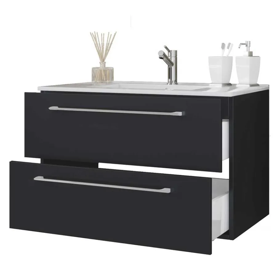 Discount Wohnen Hängende Badeinrichtung Set in Schwarz - Gloriella (dreiteilig)