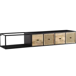 Hot Wohnen Hängendes TV Board aus Holz & Wiener Geflecht - Leiria