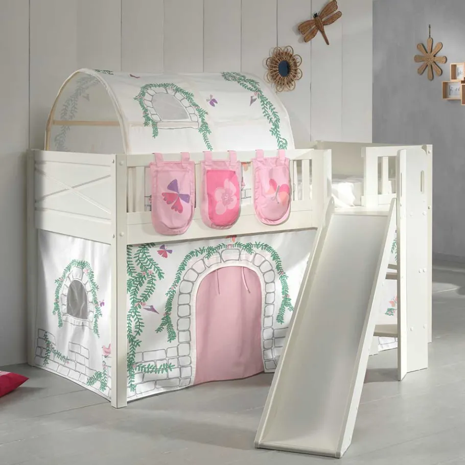 Clearance Wohnen Hochbett mit schräger Rutsche Schmetterlinge und Burg - Jimm