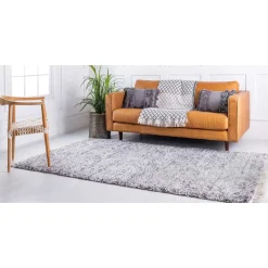 Hot Wohnen Hochflor Läufer Teppich in Grau und Creme - Cesario
