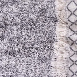Hot Wohnen Hochflor Läufer Teppich in Grau und Creme - Cesario