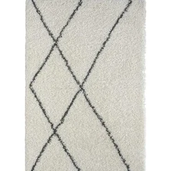 Online Wohnen Hochflor Teppich in Creme und Schwarz - You