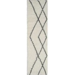 Online Wohnen Hochflor Teppich in Creme und Schwarz - You
