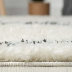 Online Wohnen Hochflor Teppich in Creme und Schwarz - You