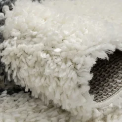 Online Wohnen Hochflor Teppich in Creme und Schwarz - You