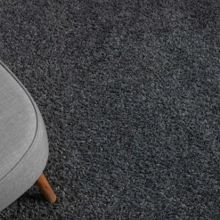 Wohnen Hochflor Teppich in dunklem Grau - Bescion