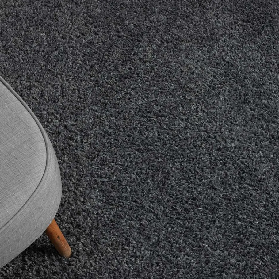 Wohnen Hochflor Teppich in dunklem Grau - Bescion