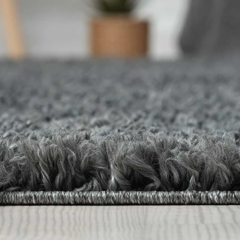 Wohnen Hochflor Teppich in dunklem Grau - Bescion