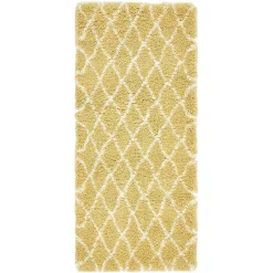 Hot Wohnen Hochflor Teppich Läufer in Gelb und Creme - Luzifania