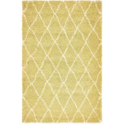 Hot Wohnen Hochflor Teppich Läufer in Gelb und Creme - Luzifania