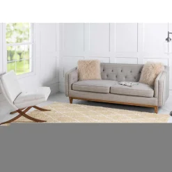 Hot Wohnen Hochflor Teppich Läufer in Gelb und Creme - Luzifania