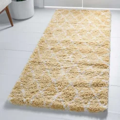 Hot Wohnen Hochflor Teppich Läufer in Gelb und Creme - Luzifania