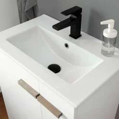 Outlet Wohnen Hochglanz Badeinrichtung in Weiß - Vauflos (dreiteilig)