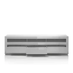 Clearance Wohnen Hochglanz Lowboard fürs TV in Weiß Mextra mit 3 Schubladen