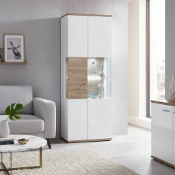 Clearance Wohnen Hochglanz Vitrine in Weiß - Icadro