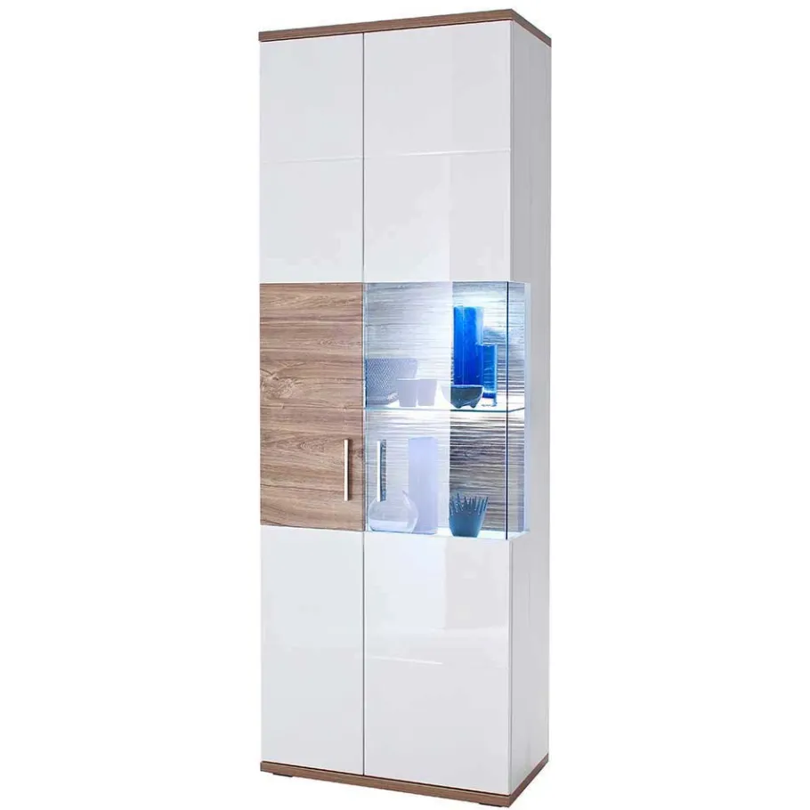 Clearance Wohnen Hochglanz Vitrine in Weiß - Icadro