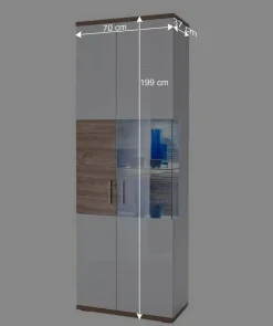 Clearance Wohnen Hochglanz Vitrine in Weiß - Icadro