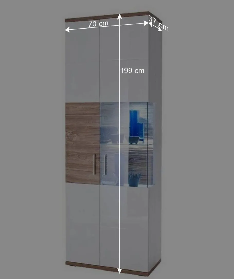 Clearance Wohnen Hochglanz Vitrine in Weiß - Icadro