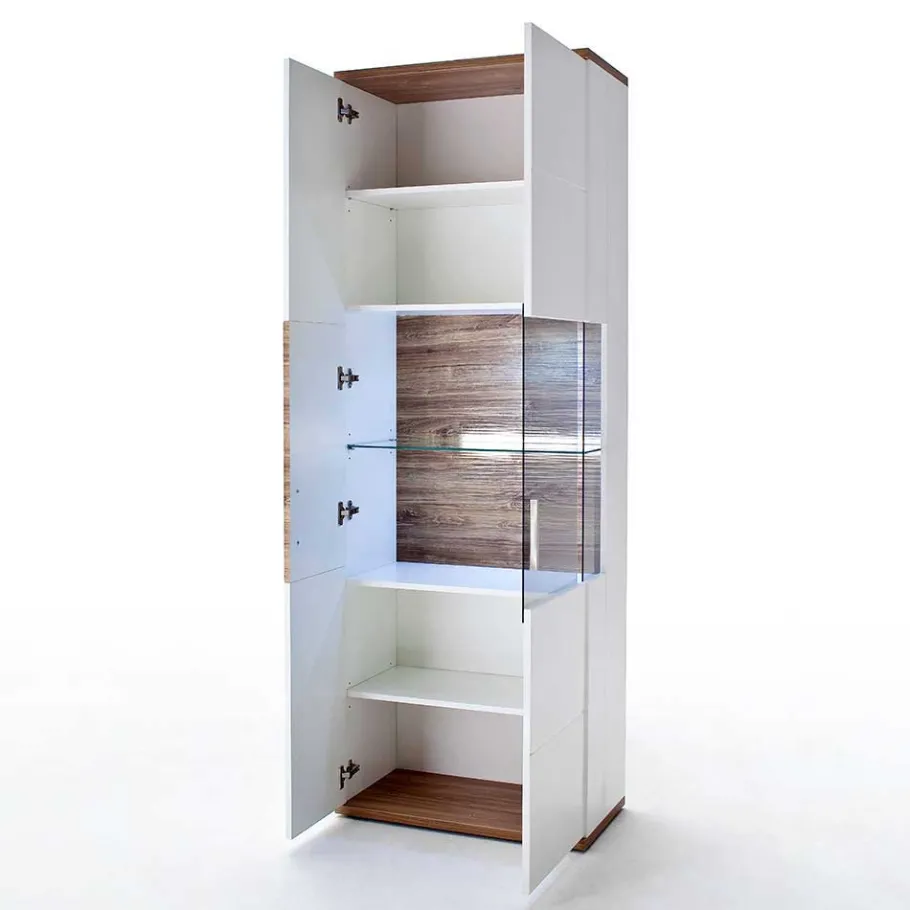 Clearance Wohnen Hochglanz Vitrine in Weiß - Icadro