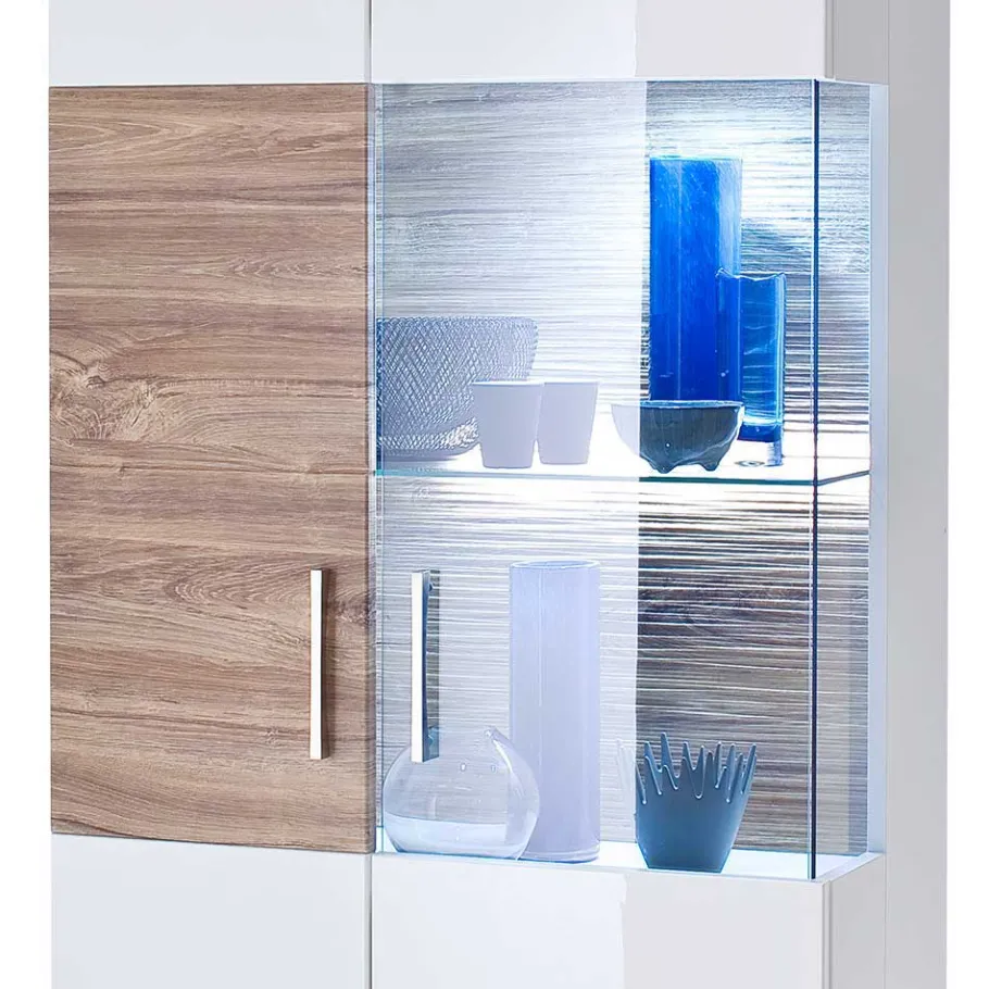 Clearance Wohnen Hochglanz Vitrine in Weiß - Icadro