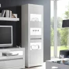 Best Wohnen Hochglanz Vitrine in Weiß mit Beton Dekor Mextra 2-türig
