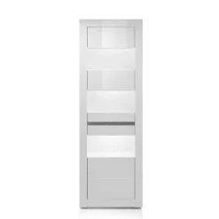 Best Wohnen Hochglanz Vitrine in Weiß mit Beton Dekor Mextra 2-türig