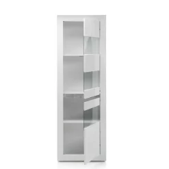 Best Wohnen Hochglanz Vitrine in Weiß mit Beton Dekor Mextra 2-türig