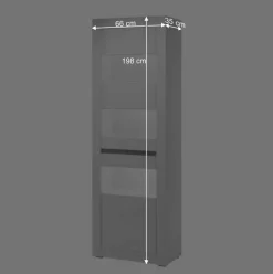 Best Wohnen Hochglanz Vitrine in Weiß mit Beton Dekor Mextra 2-türig