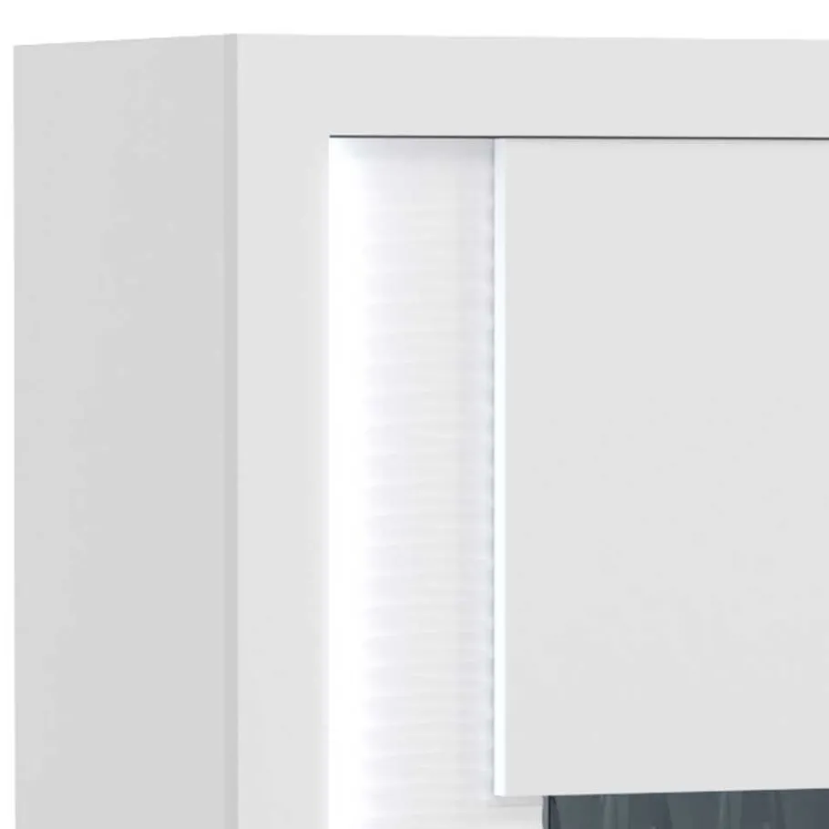 Discount Wohnen Hochglanz Vitrine mit LED in Weiß - Gomata