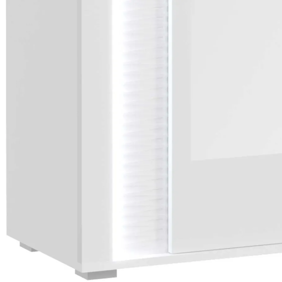 Discount Wohnen Hochglanz Vitrine mit LED in Weiß - Gomata