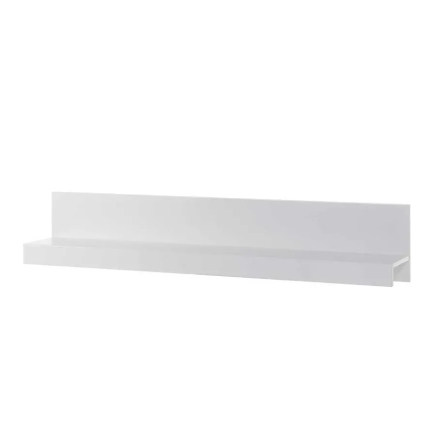 Clearance Wohnen Hochglanz Wohnwand in Weiß Yulis mit Metallgriffen Chrom (vierteilig)
