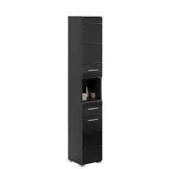 Wohnen Hochglänzender Bad Hochschrank in Schwarz - Culina