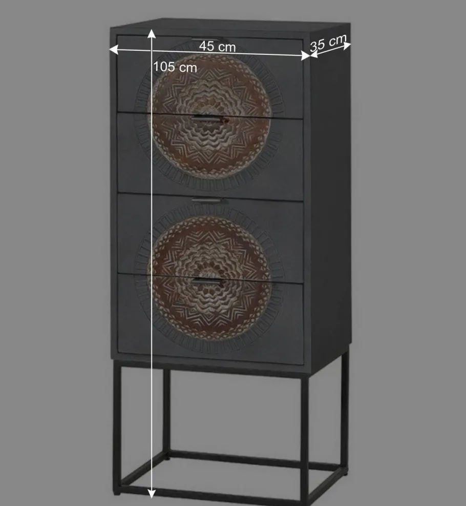 Discount Wohnen Hochkommode - dekorativ mit Mandalas - Mesusco
