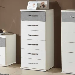 Hot Wohnen Hochkommode in Weiß & Beton Optik - Hotti