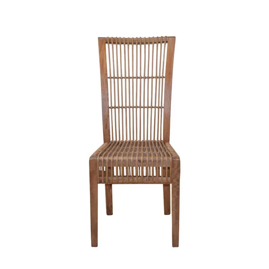 Discount Wohnen Hochlehner Rattanstuhl in Braun - Tiploma (2er Set)