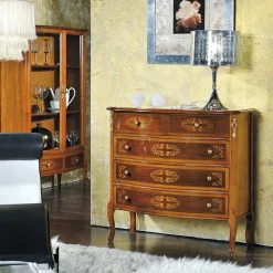 Outlet Wohnen Hochwertige Kommode im Barock Stil Natale in Nussbaum Braun