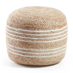 Sale Wohnen Hocker aus Jute Geflecht in Natur & Weiß - Bondio