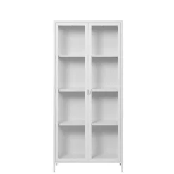 Online Wohnen Hohe Vitrine aus Stahl in Weiß - Sancrez