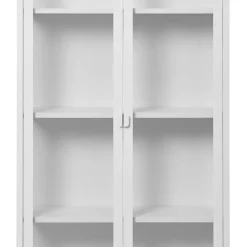 Online Wohnen Hohe Vitrine aus Stahl in Weiß - Sancrez