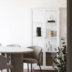 Online Wohnen Hohe Vitrine aus Stahl in Weiß - Sancrez