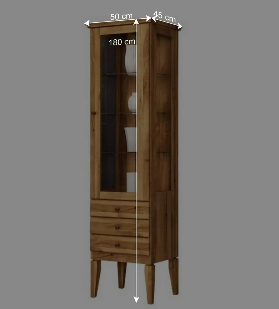 Clearance Wohnen Hohe Vitrine Masdamos aus Wildeiche Massivholz