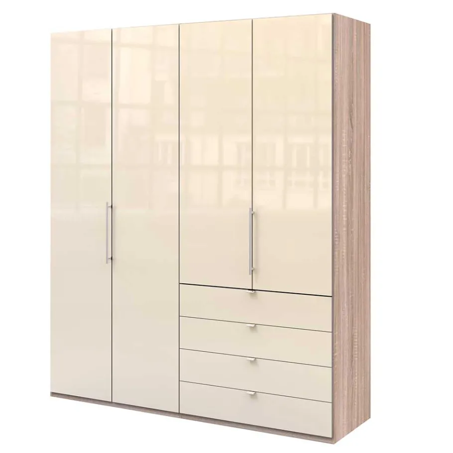 Hot Wohnen Hoher Schlafzimmerschrank 2-türig & 4 Schubladen - Rativian