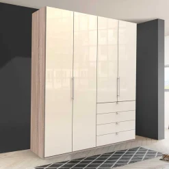 Hot Wohnen Hoher Schlafzimmerschrank 2-türig & 4 Schubladen - Rativian