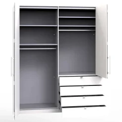 Hot Wohnen Hoher Schlafzimmerschrank 2-türig & 4 Schubladen - Rativian