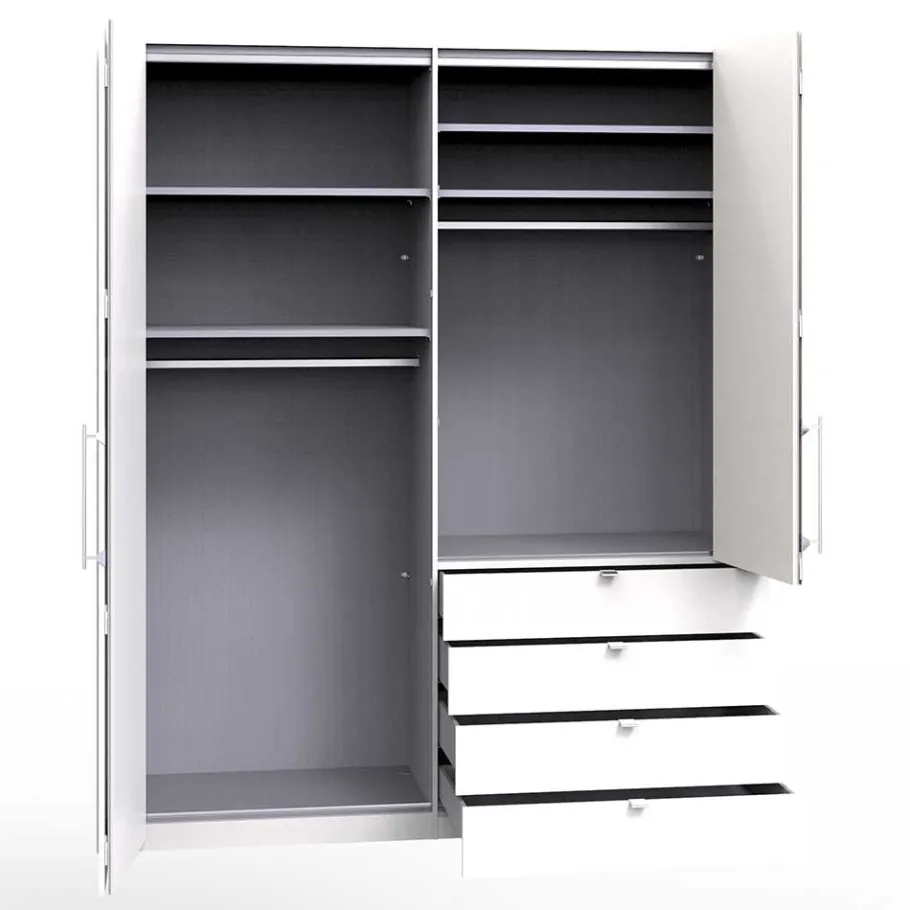 Hot Wohnen Hoher Schlafzimmerschrank 2-türig & 4 Schubladen - Rativian