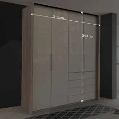 Hot Wohnen Hoher Schlafzimmerschrank 2-türig & 4 Schubladen - Rativian