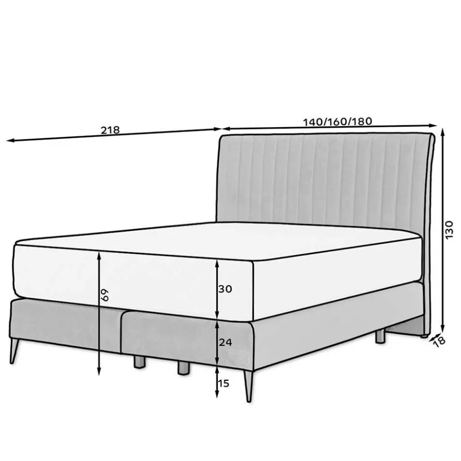 Best Wohnen Hohes Boxspringbett in Senfgelb Velours - Ejulia