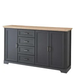 Outlet Wohnen Hohes Sideboard in Dunkelgrau & Eiche - Joe