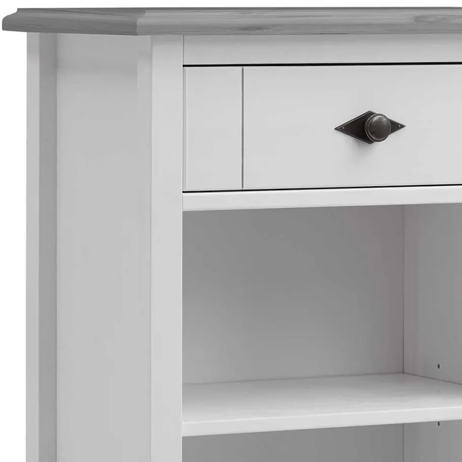 Hot Wohnen Holz Badregal mit Schublade in Weiß & Grau - Mirandesca