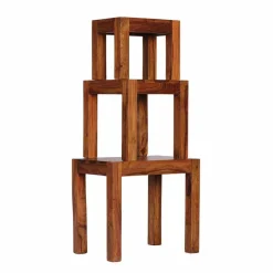 Clearance Wohnen Holz Beistelltisch 3er-Set Hoslo aus Sheesham massiv (dreiteilig)